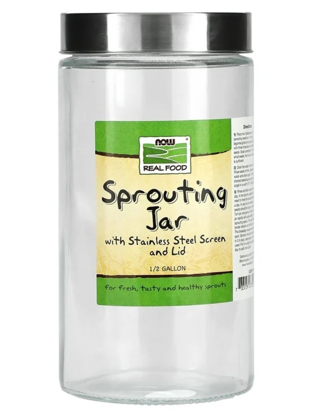 🌱NOW Foods 1/2 Gallon Sprouting Jar with Stainless Steel Mesh Lid🌱 🆕